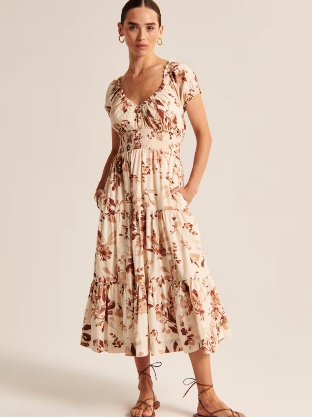 ABERCROMBIE & FITCH Smocked Waist Midi Dress